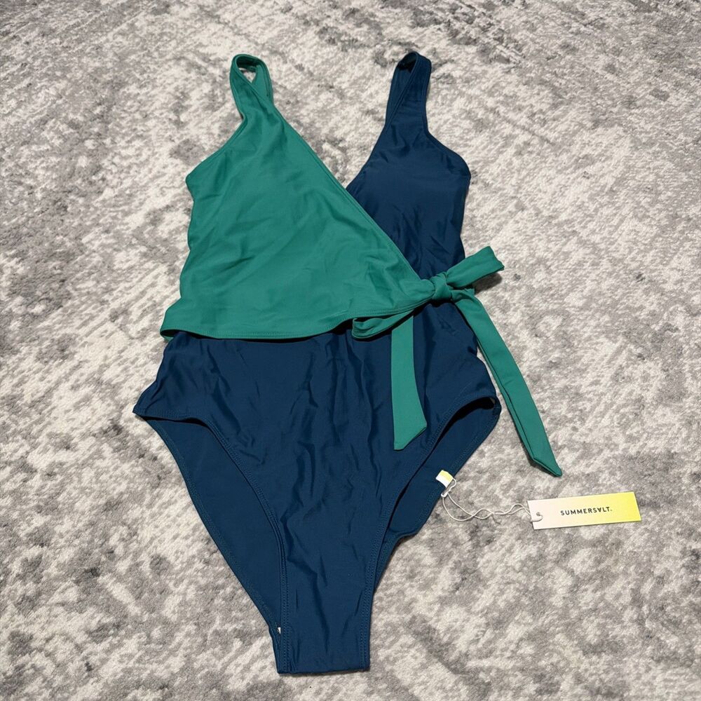 Summersalt The Perfect Wrap One-Piece Seaglass & Seaweed US6
